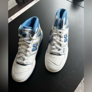 New Balance White and Blue High-Top Sneakers